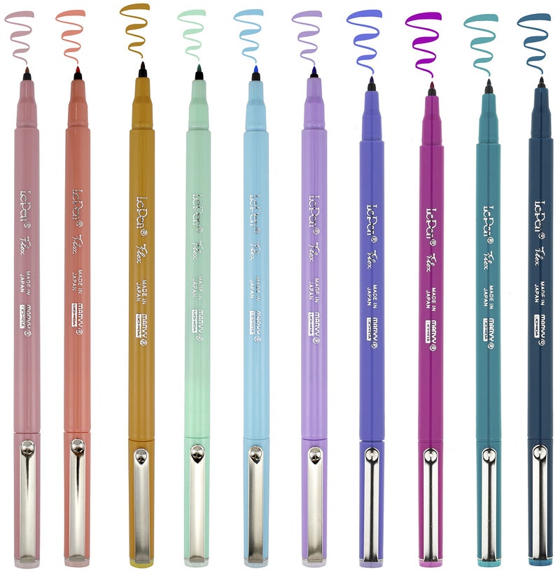 Marvy Uchida Le Flex 10 Piece Set Writing Pen, Pastel Colors - Image 3